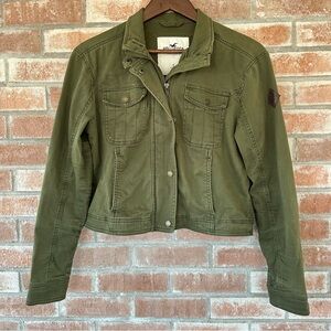 Hollister Military Cropped Utility Jacket Women’s Small Army Green Bella Swan
